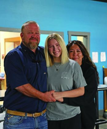Madison Roedler, pictured here with her parents Brandon and Monica, said the family is so grateful for the outpouring of love and support they have received from the Lampasas community. Roedler sustained severe injuries in a vehicle collision March 2 that placed her in intensive care for a time. Her medical team expects her to make a full recovery. JOYCESARAH MCCABE | DISPATCH RECORD